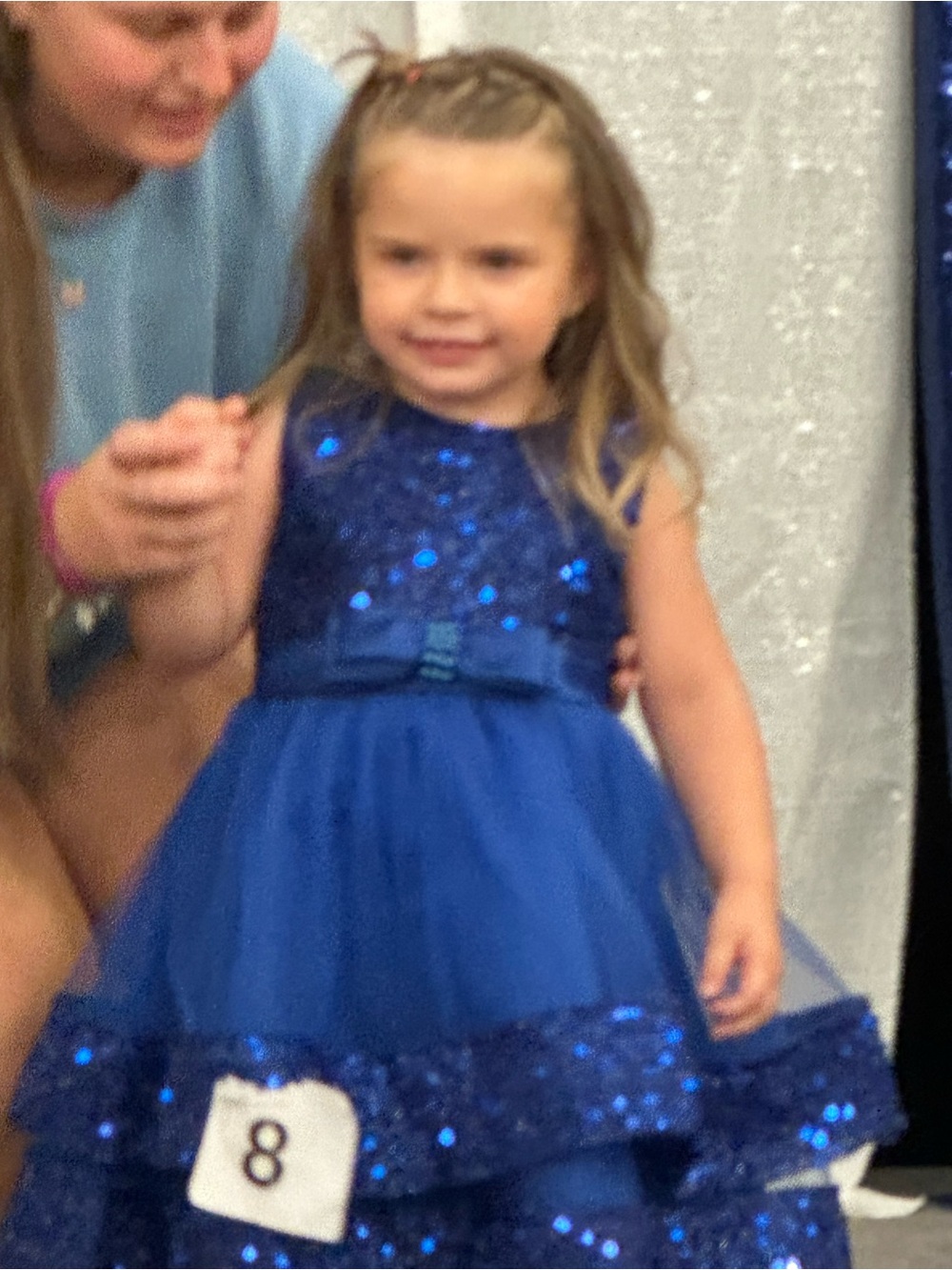 Girls Royal Blue Sequin Tulle Party Dress